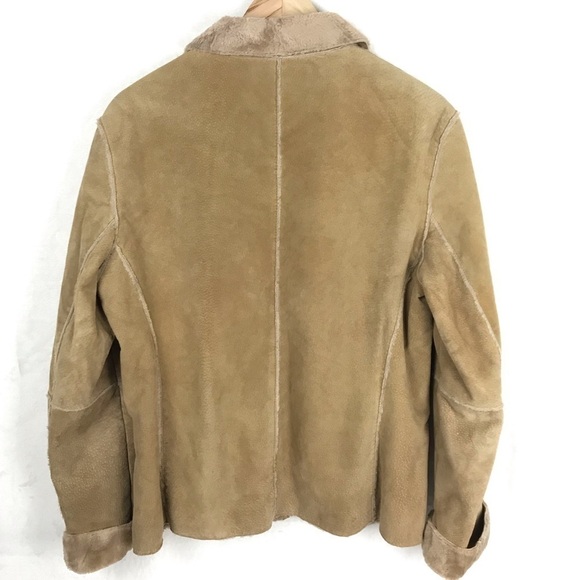 Vintage Trendy Winlit Tan Suede Faux Fur Lined Jacket Size Medium - Picture 2 of 16